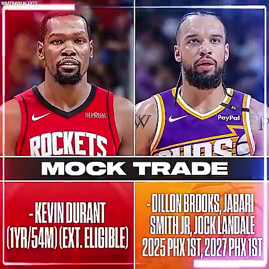 火箭KD真有戏此前美媒模拟火箭出小贾狄龙兰代尔2首轮换