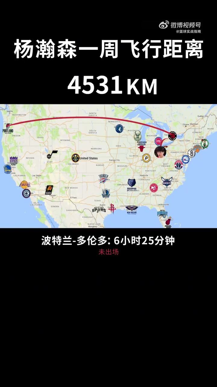 NBA和G联赛两头跑来直观感受下杨瀚森一周的飞行距离